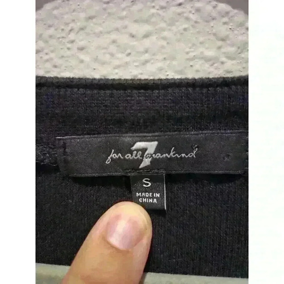 7 For All Mankind Women's Black Bodycon Midi Dress Size S Short Sleeve - Picture 4 of 10